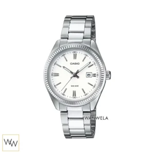 นาฬิกา Casio ผู้หญิง LTP-1302D-7A1VDF สายสแตนเลสสีเงิน หน้าปัดสีขาว