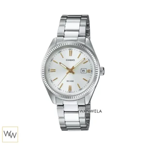 นาฬิกา Casio ผู้หญิง LTP-1302D-7A2VDF สายสแตนเลสสีเงิน หน้าปัดเงิน เข็มทอง