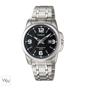 นาฬิกา Casio ผู้หญิง LTP-1314D-1AVDF สายสแตนเลสสีเงิน หน้าปัดดำ