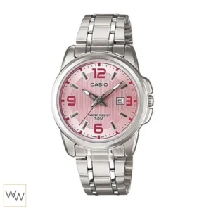 นาฬิกา Casio ผู้หญิง LTP-1314D-5AVDF สายสแตนเลสสีเงิน หน้าปัดชมพู