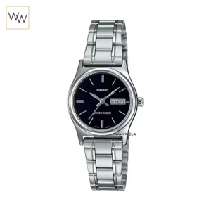 นาฬิกา Casio ผู้หญิง LTP-V006D-1B2UDF สายสแตนเลส หน้าปัดดำหลักขีด