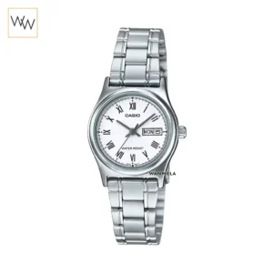 นาฬิกา Casio ผู้หญิง LTP-V006D-7BUDF สายสแตนเลส หน้าปัดขาวเลขโรมัน