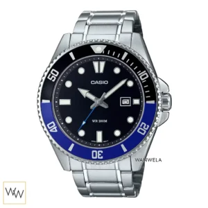 นาฬิกา Casio ผู้ชาย MDV-107D-1A2VDF สายสแตนเลส หน้าปัดดำ ขอบดำ-น้ำเงิน