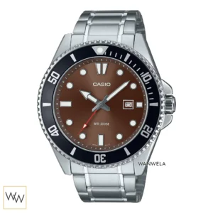 นาฬิกา Casio ผู้ชาย MDV-107D-5AVDF สายสแตนเลส หน้าปัดน้ำตาล ขอบดำ