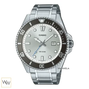 นาฬิกา Casio ผู้ชาย MDV-107D-7AVDF สายสแตนเลส หน้าปัดเงิน ขอบดำ