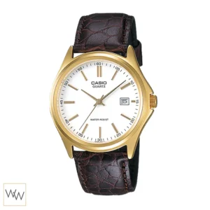นาฬิกาผู้ชาย Casio MTP-1183Q-7ADF หน้าปัดขาว สายหนังสีน้ำตาล ตัวเรือนสีทอง คลาสสิก