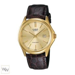 นาฬิกาข้อมือผู้ชาย Casio MTP-1183Q-9ADF หน้าปัดทอง สายหนังน้ำตาล ลุคหรูหรา ภูมิฐาน