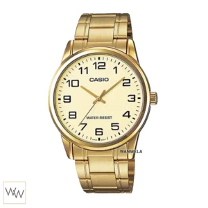 นาฬิกา Casio ผู้ชาย MTP-V001G-9BUDF เรือนทองทั้งเรือน หน้าปัดสีทอง