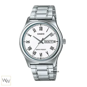 นาฬิกา Casio ผู้ชาย MTP-V006D-7BUDF สายสแตนเลส หน้าปัดขาวเลขโรมัน
