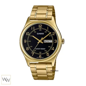นาฬิกา Casio ผู้ชาย MTP-V006G-1BUDF เรือนทอง หน้าปัดดำ ตัวเลขอารบิก