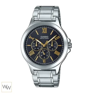 นาฬิกา Casio ผู้ชาย MTP-V300D-1A2UDF สายสแตนเลส หน้าปัดดำ เข็มทอง