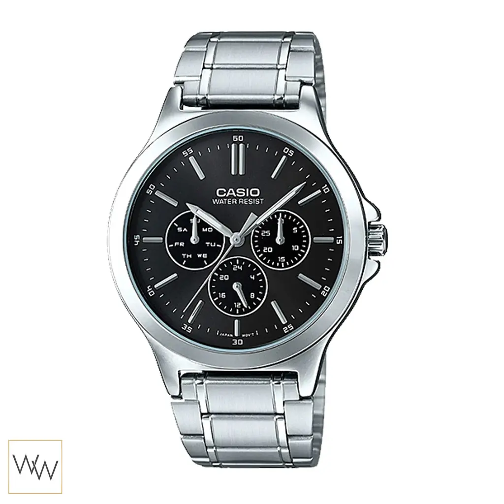 นาฬิกา Casio ผู้ชาย MTP-V300D-1AUDF สายสแตนเลส หน้าปัดดำ