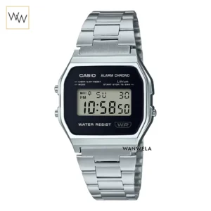 นาฬิกา Casio ดิจิตอล A158WEA-1DF ทรงเหลี่ยมวินเทจ หน้าปัดดำ กันน้ำ
