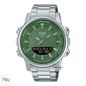 นาฬิกา Casio ผู้ชาย AMW-880D-3AVDF หน้าปัดสีเขียว 2 ระบบ กันน้ำ 50 เมตร
