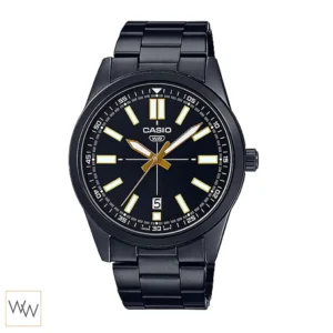 นาฬิกา Casio ผู้ชาย MTP-VD02B-1EUDF ตัวเรือนรมดำ หน้าปัดดำ มีช่องบอกวันที่