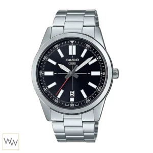 นาฬิกา Casio ผู้ชาย MTP-VD02D-1EUDF หน้าปัดดำ มีช่องบอกวันที่ตรง 6 นาฬิกา